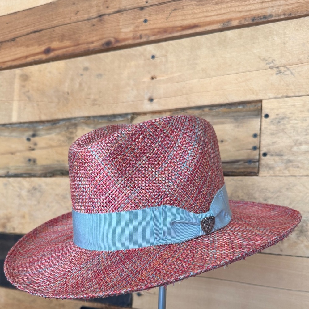 Dobbs Red & Blue Straw Fedora Hat perfect for all occasions.